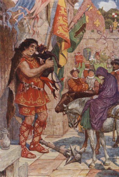 ディッキーを腕にとらえ、頭に近づけた 作： Henry Justice Ford